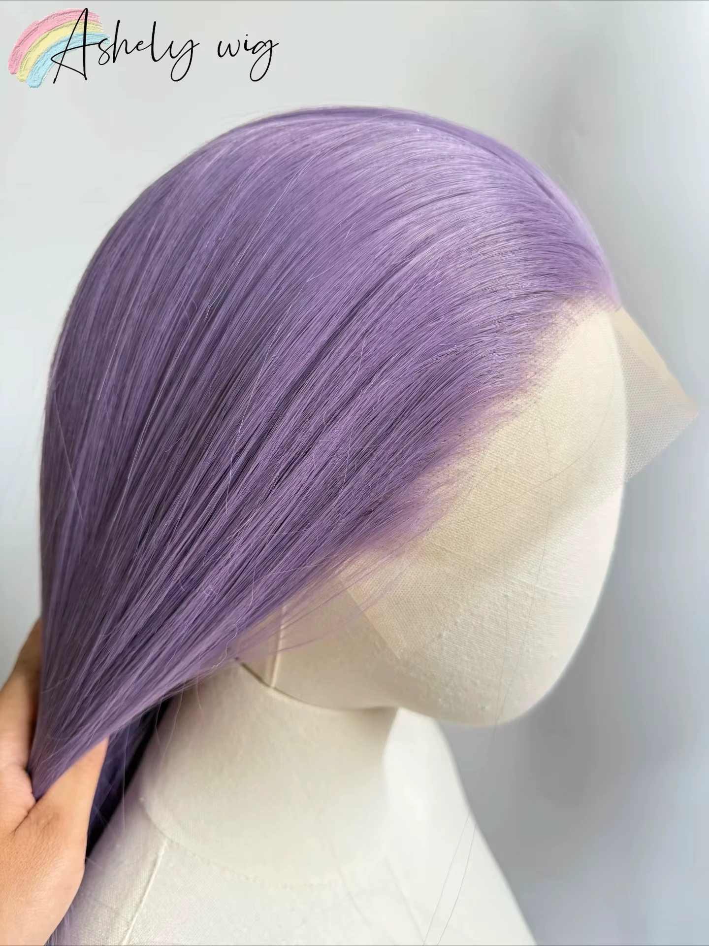 Ashely perruque violet clair spécial gris-violet dentelle avant perruques 26 pouces longue droite 13