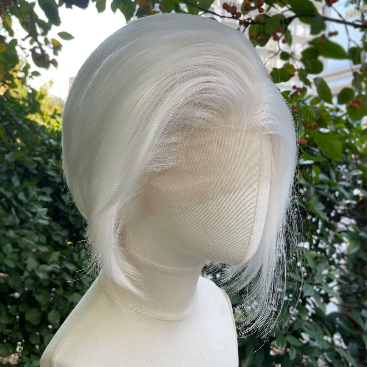 Perruque Lace Front Wig synthétique courte coupe Bob, perruque de Cosplay pour hommes et femmes, cou
