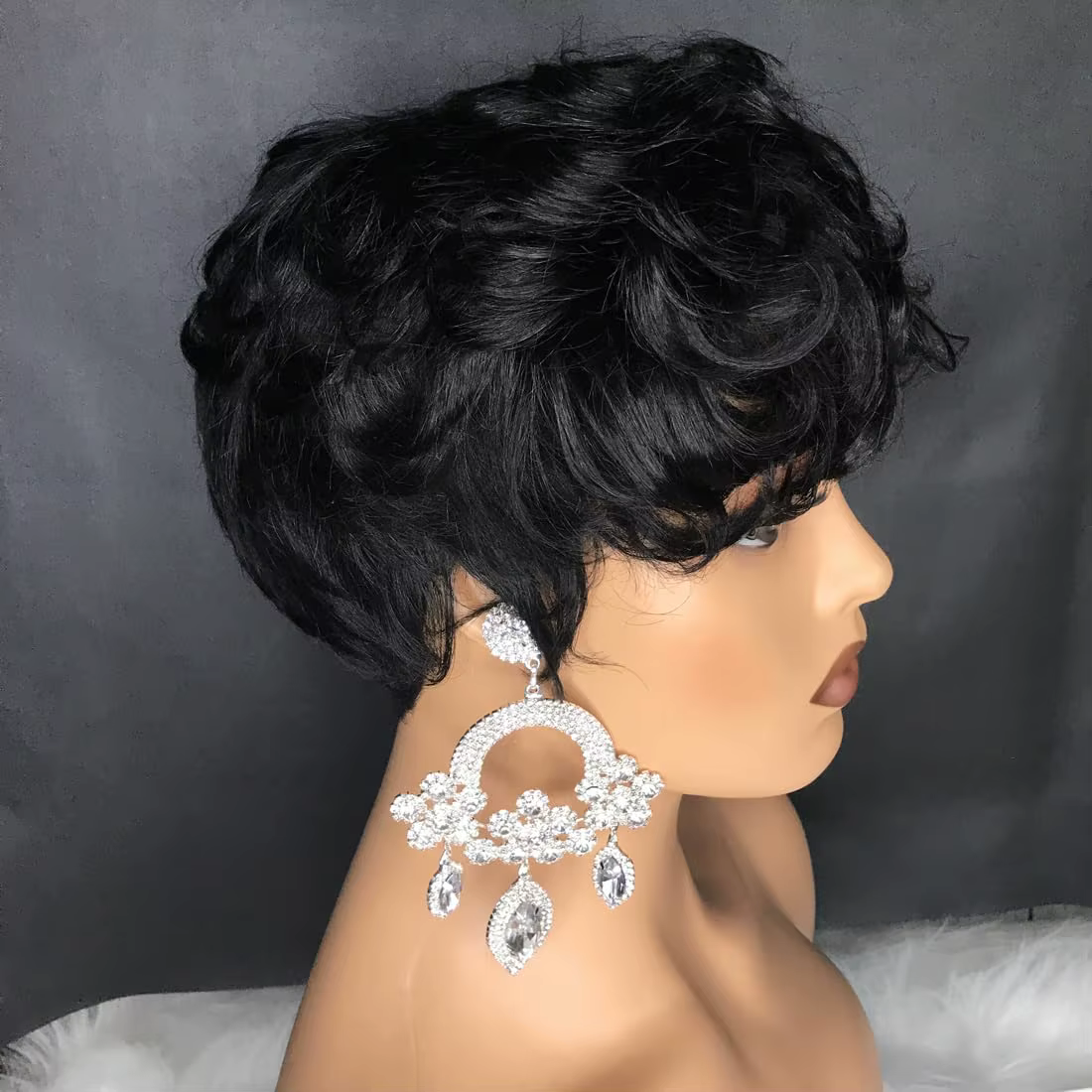 Perruques courtes Pixie pour femmes noires perruques courtes noires bouclées Pixie perruques de chev