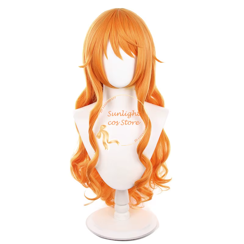 Perruque Nami Synthétique Bouclée Orange pour Femme, Cheveux Cosplay Anime, Perruques Cosplay, Degré
