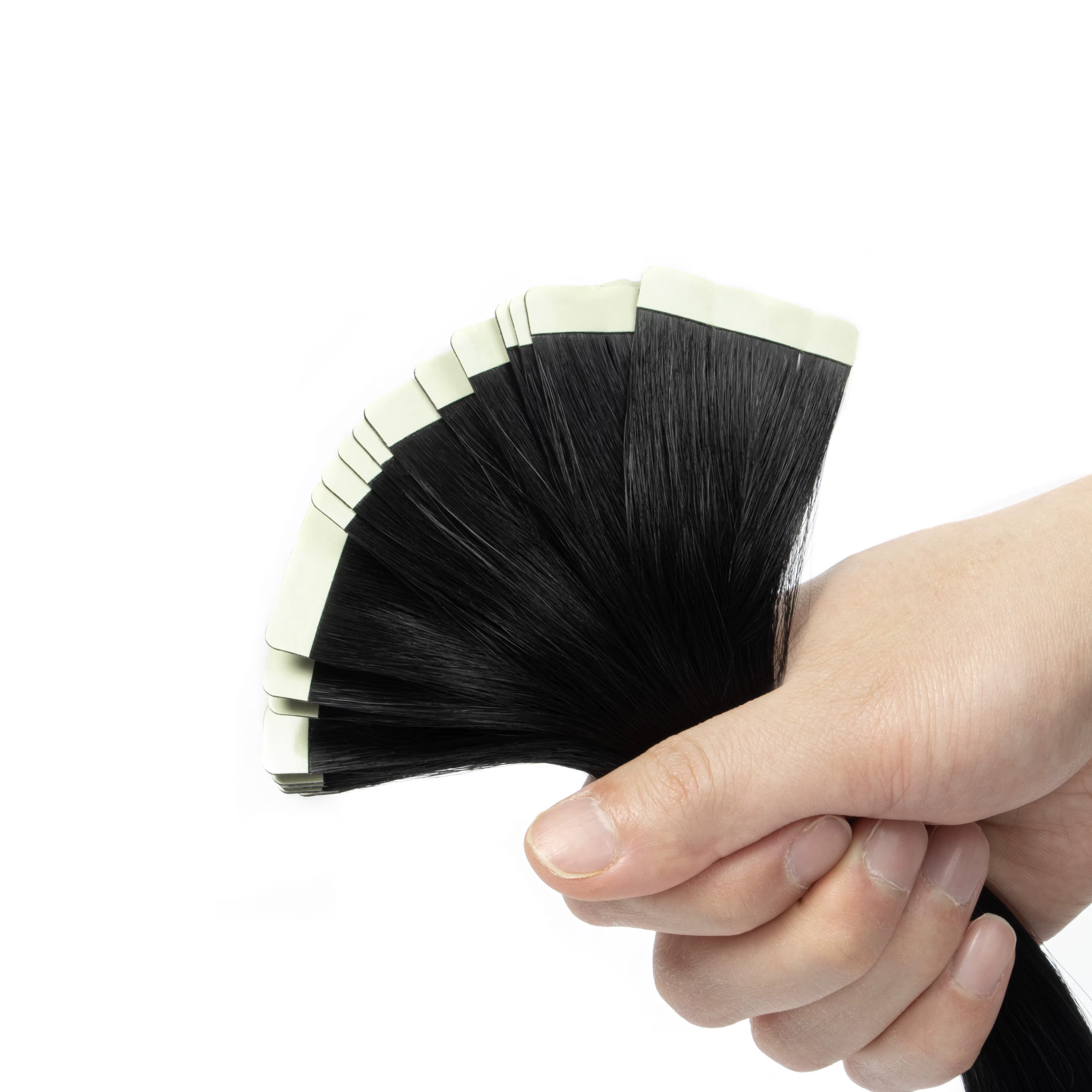Extensions de cheveux synthétiques à bandes adhésives, extensions de cheveux lisses pour femmes, qua