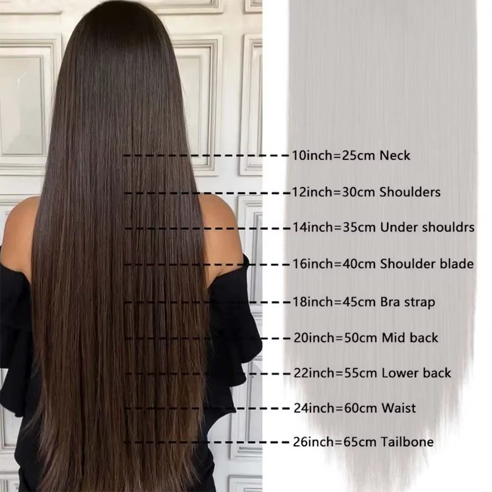 Extensions de cheveux synthétiques longues et lisses à clips, 24 pouces, 16 clips, 7 pièces/ensemble