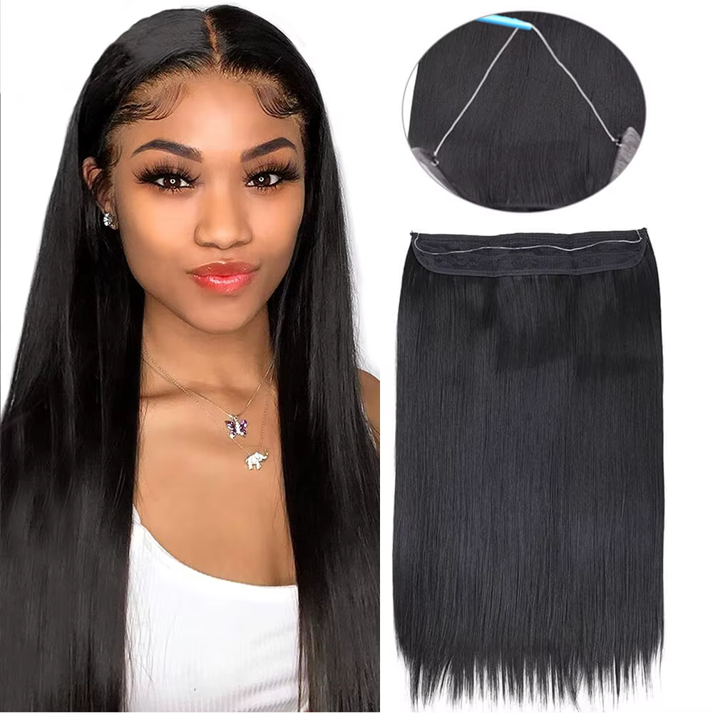 Extensions capillaires synthétiques bouclées à clips pour femmes, tissage de 4 pièces, faux cheveux 