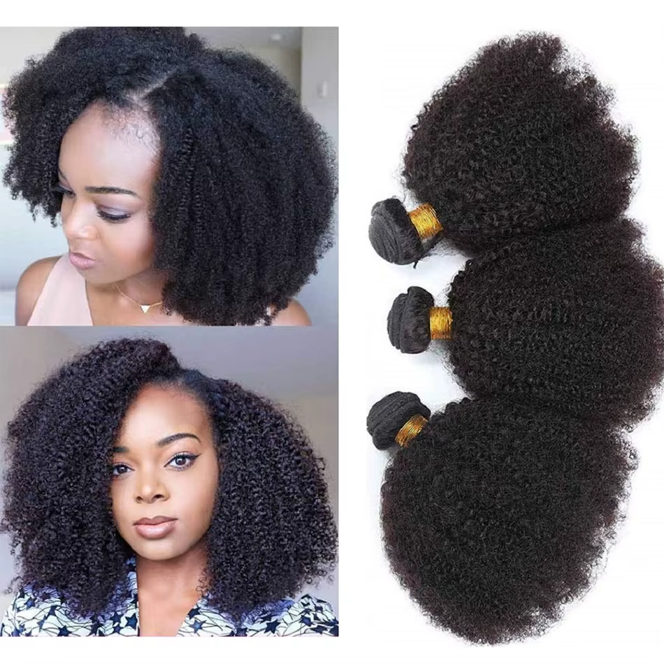 Afro crépus bouclés paquets de cheveux humains affaire brésilienne 1/3 Afro crépus bouclés Extension