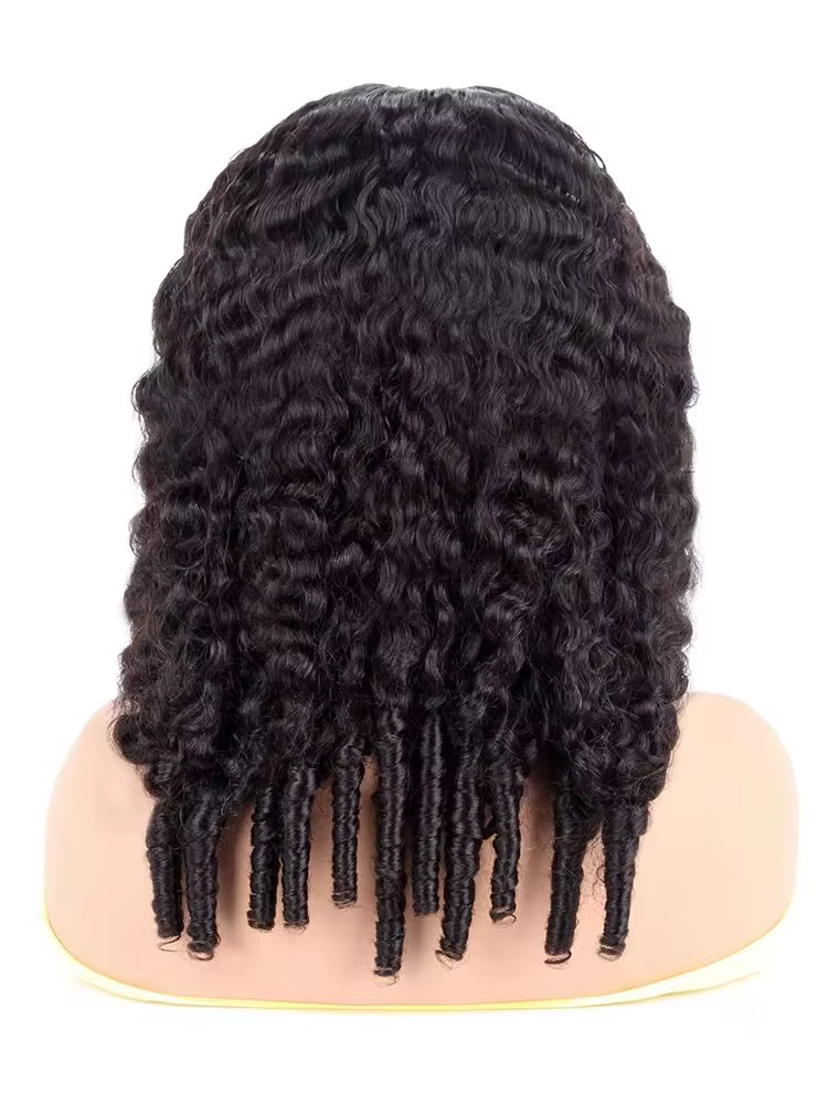 Perruque bouclée en V en cheveux humains brésiliens, densité 200, couleur naturelle, sans colle, 100