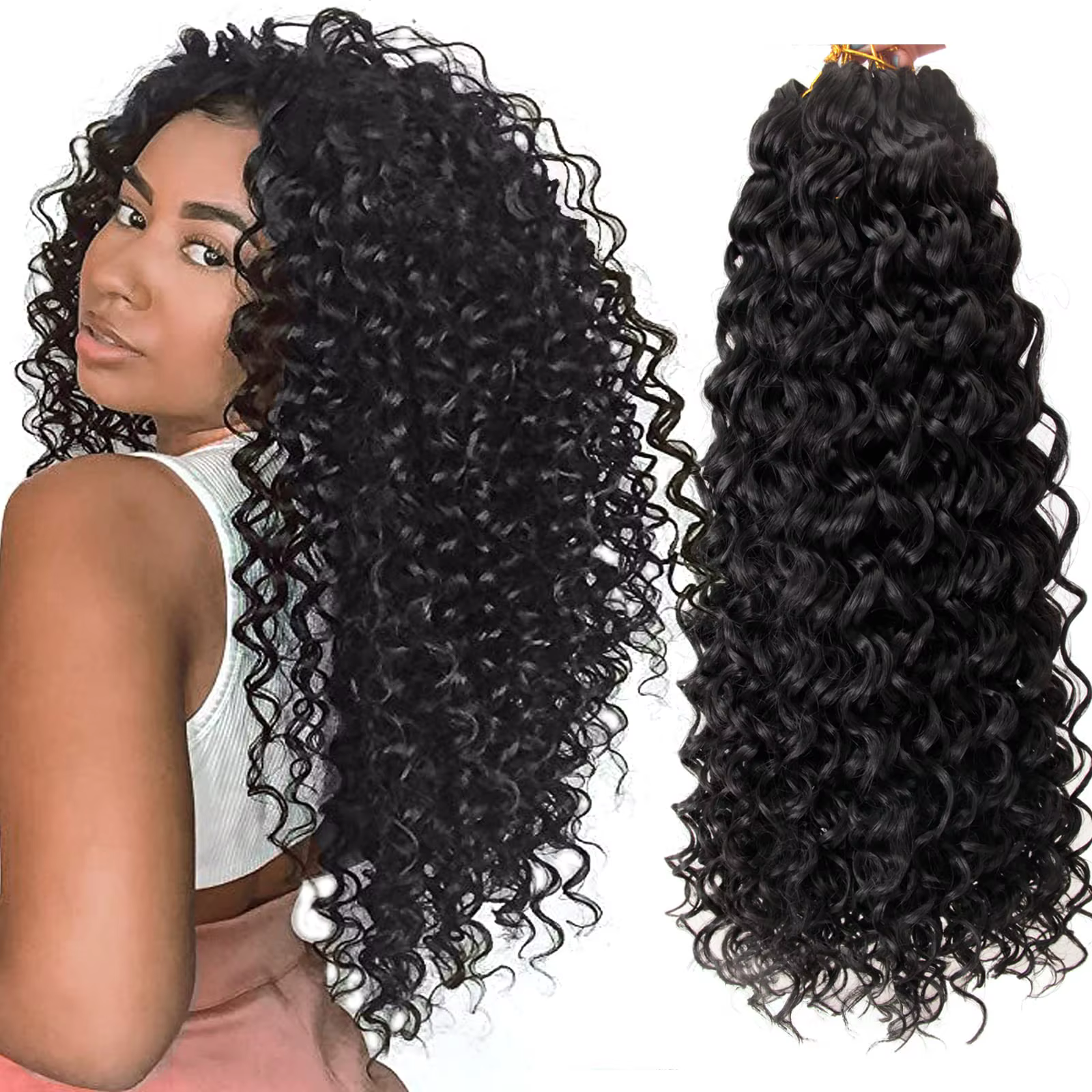 18 "GoGo Curl Crochet cheveux pour les femmes noires plage Curl bohème Crochet tresses vague profond
