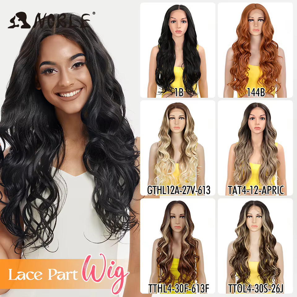 Perruque Lace Front Wig synthétique 30 pouces-Noble, perruque Lace Wig longue ondulée 360 0mbre blon