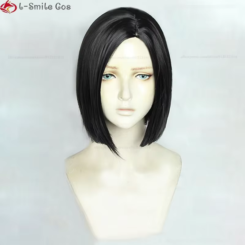 Jeu Viper Cosplay perruque courte droite noir Cosplay perruques résistant à la chaleur cheveux synth