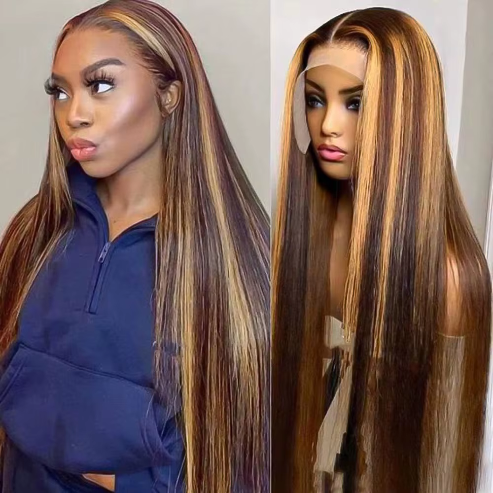 Perruque Highlight 30 pouces 13x4 13x6 HD Lace Frontal avec Ligne de Cheveux Naturelle Pré-épilée, B