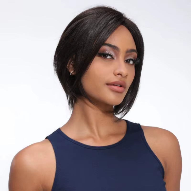 Lida cheveux humains perruque courte pour les femmes cheveux raides Style Bob avec fait à la main 4*