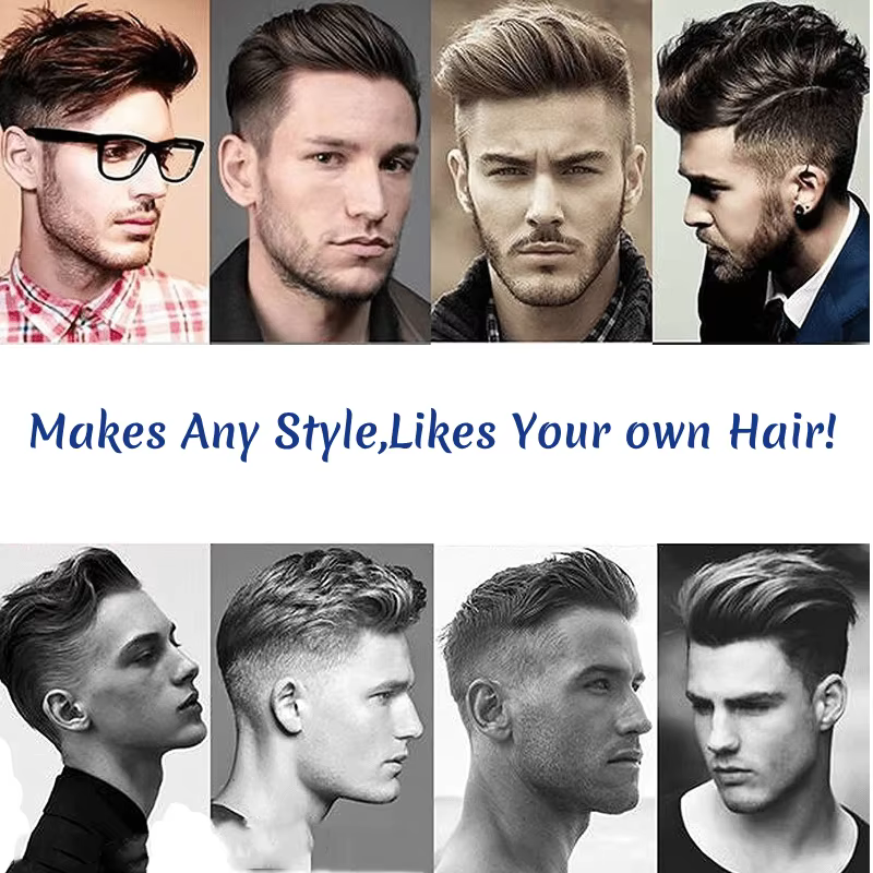 Hommes perruque cheveux humains toupet Mono mâle perruque 130% densité Durable mâle cheveux prothèse
