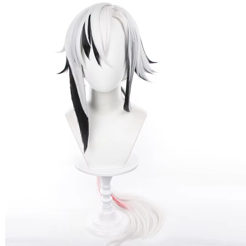 Perruque de Cosplay pour Genshin Impact Arlecchino Knave, mélange blanc, cheveux noirs, tissu synthé