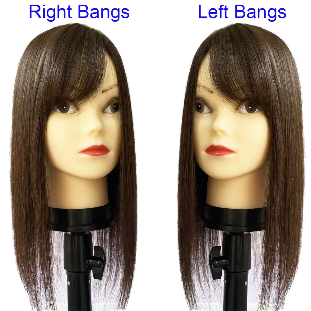 Cheveux humains vierges européens, frange d'air latérale pour femmes, peau de Silicone, Base en soie