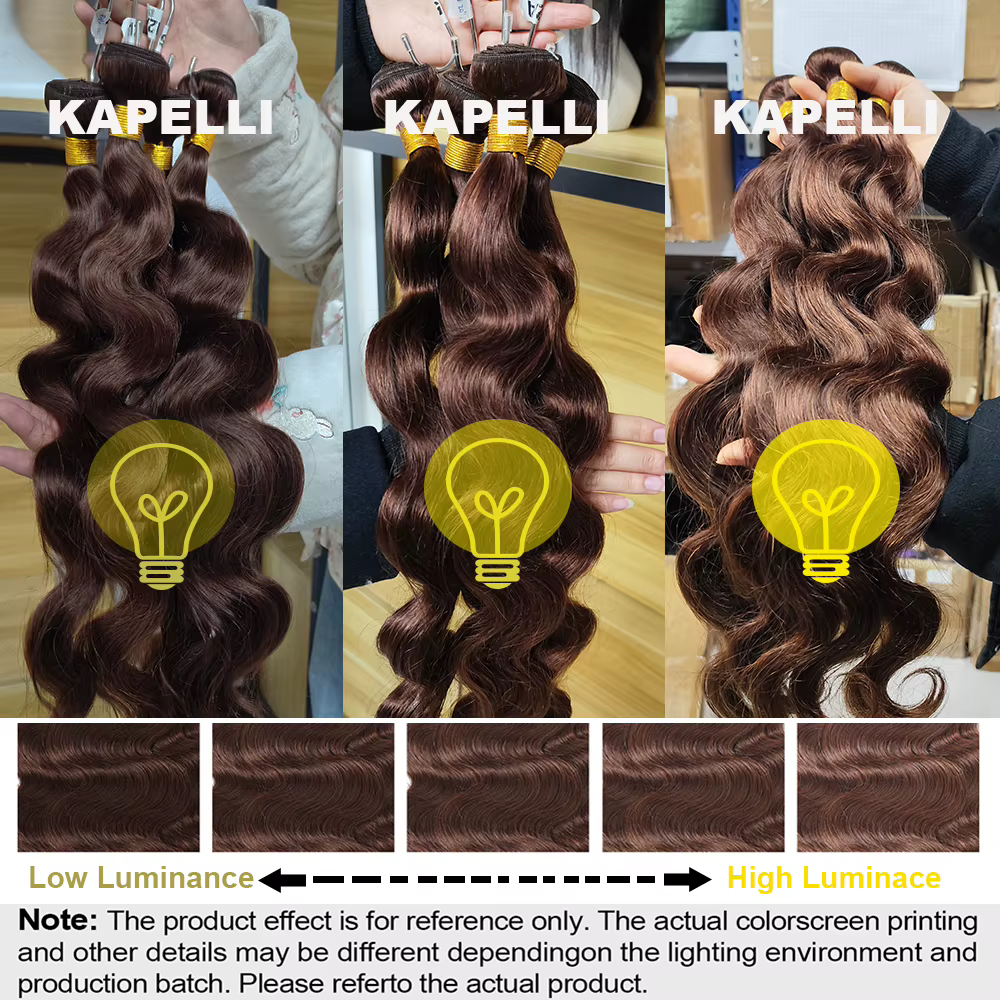 Extensions de Cheveux Humains Ondulés Bruns avec Closure 4x4/13x4, Cheveux Humains 100% Naturels, Ti