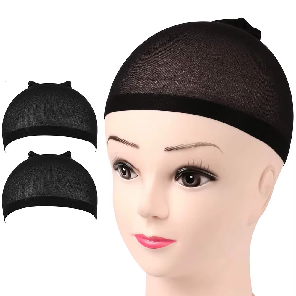 Bonnet de perruque 2 pièces bonnets de perruque en nylon bonnets de perruque noirs nus pour femmes b