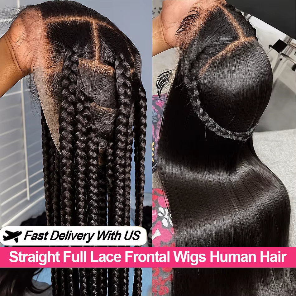 Perruque Lace Front Wig brésilienne lisse, cheveux lisses, Transparent HD, pre-plucked, Humen, pour 