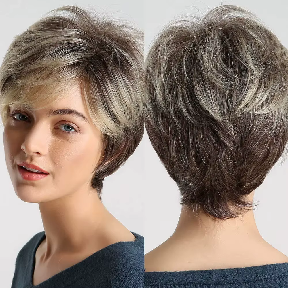 Perruque synthétique noire avec cheveux longs de partie centrale et grandes vagues pour une fête ou