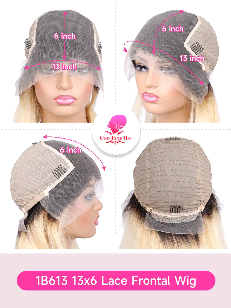 13x6 dentelle frontale perruque 1B 613 Ombre Blonde pleine dentelle perruque de cheveux humains raci