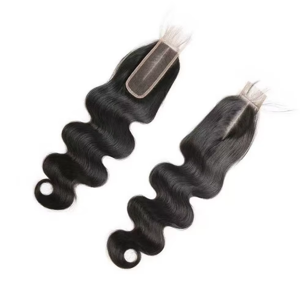 Fermeture de dentelle droite 2 × 6 cheveux humains vierges brésiliens vague de corps 2x6 fermeture d
