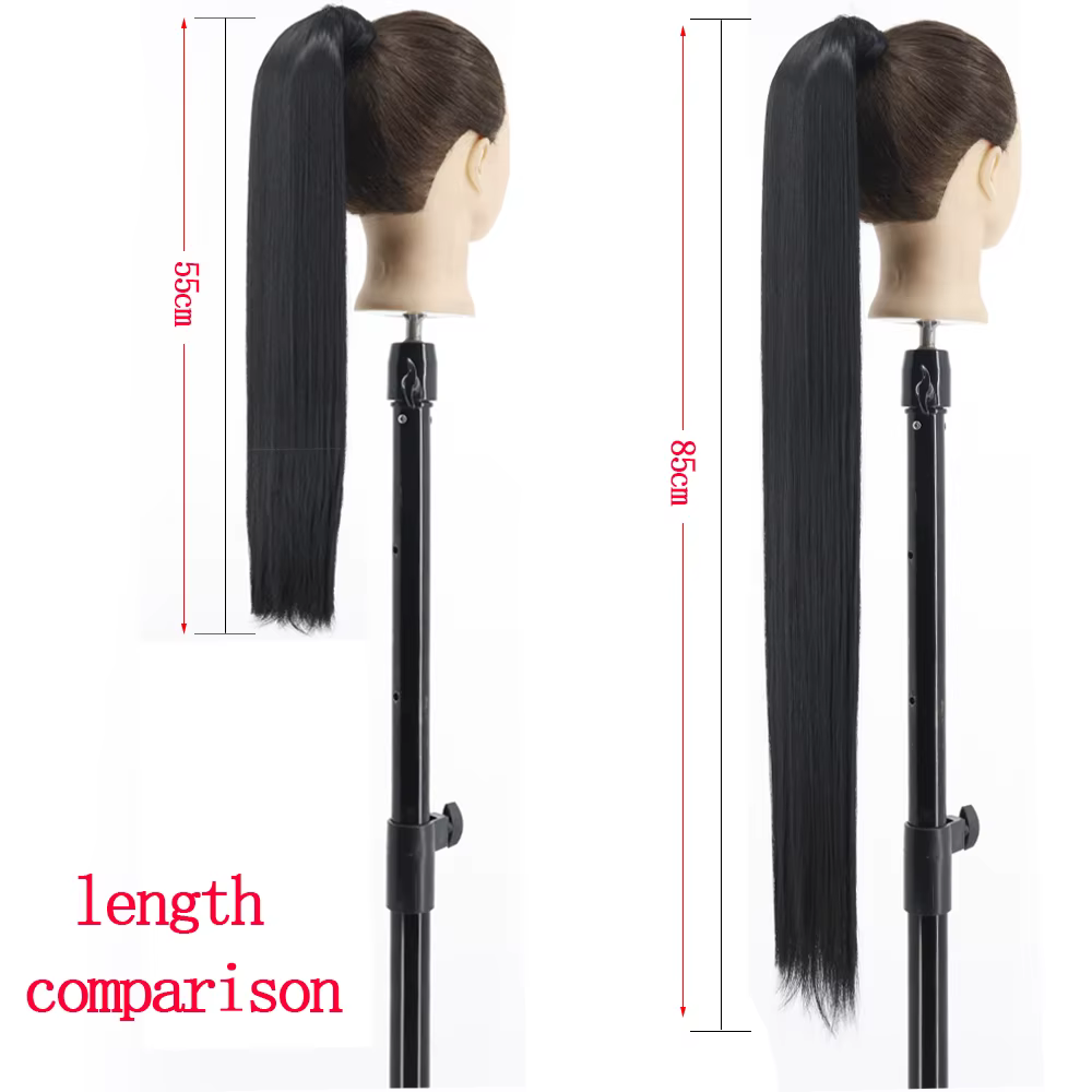 LISI GIATV-Extensions Capillaires Synthétiques sulfet Lisses, Queue de Cheval Ronde, Postiche Noire 