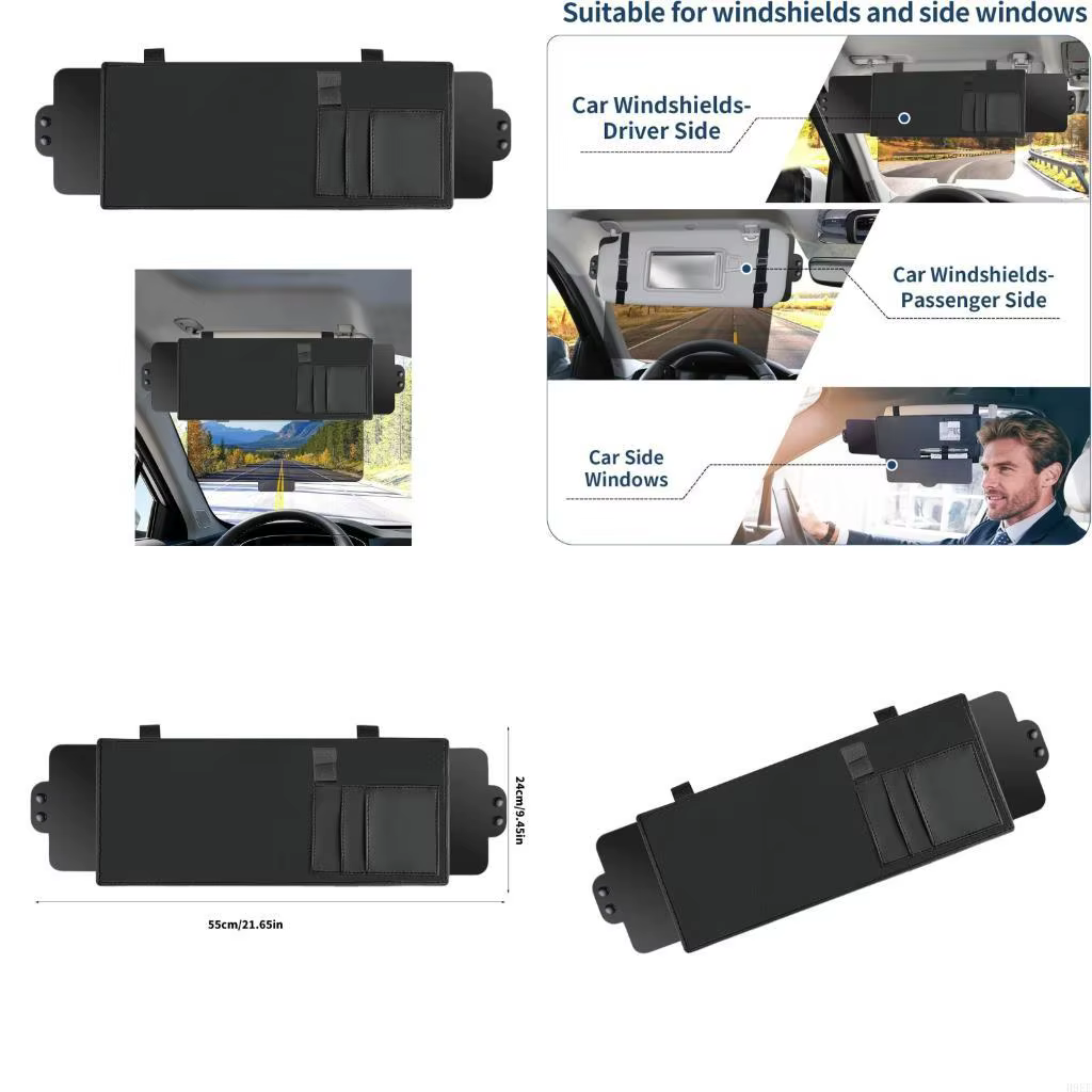 Pare-soleil léger personnalisable pour véhicule, comprenant des sangles flexibles rangement pratique