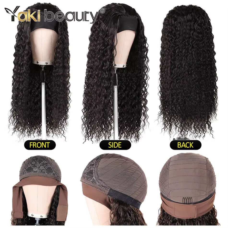 Perruques synthétiques longues et crépues bouclées, 28 pouces, bandeau de glace pour femmes noires,