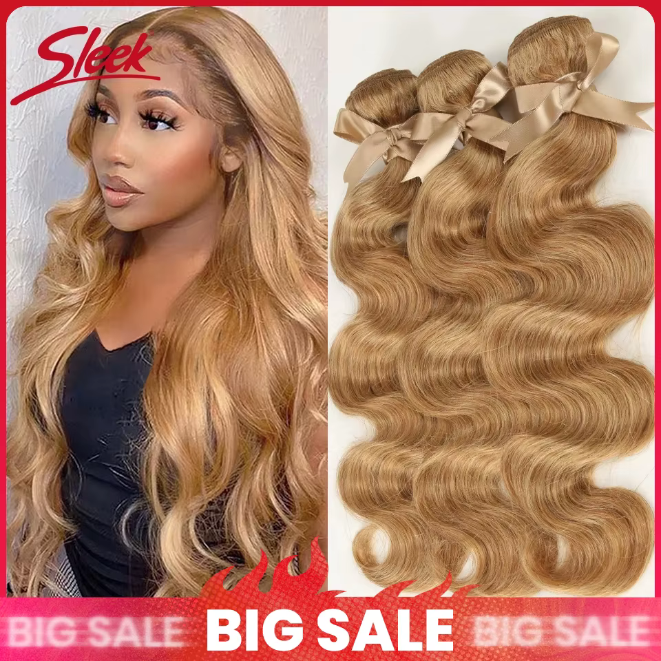 Mèches brésiliennes naturelles Remy Body Wave, élégantes, blond miel, 27 couleurs, 8 à 26 pouces, Ex