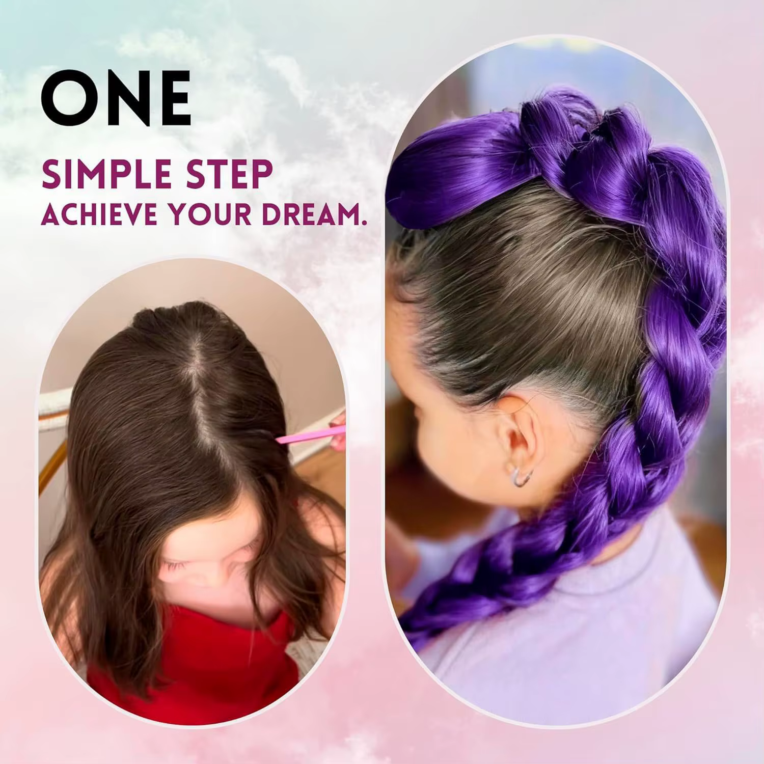 Queue de cheval tressée synthétique violette, coiffure de Costume longue de 26 pouces avec Clips pou
