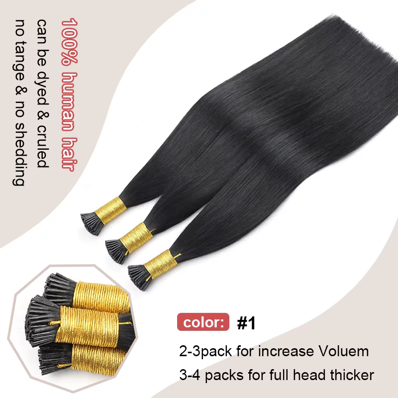 Extensions de cheveux à pointe plate Extensions de cheveux réels droits 40 g/50 g/ensemble 12-26 pou