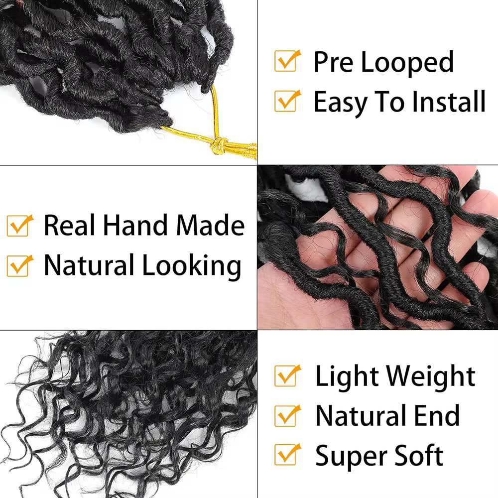 14 "Faux Locs Crochet cheveux 8 paquets pré-bouclés déesse Locs Crochet cheveux avec extrémité boucl