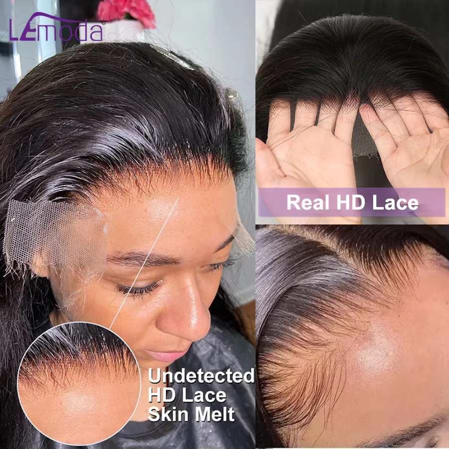 SKINLIKE-Perruque de Cheveux Humains Vierges Lisses, Ultra-Mince HD, Dentelle Pré-Plumée Invisible, 