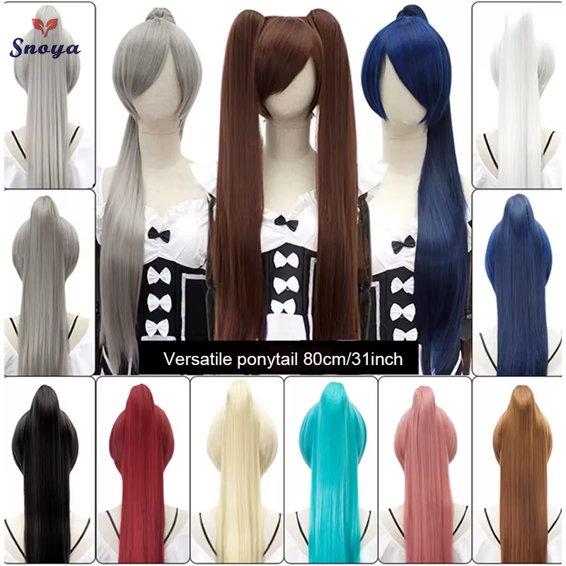 Snoya synthétique 80 cm polyvalent longue droite pince à griffes extensions de queue de cheval pour 