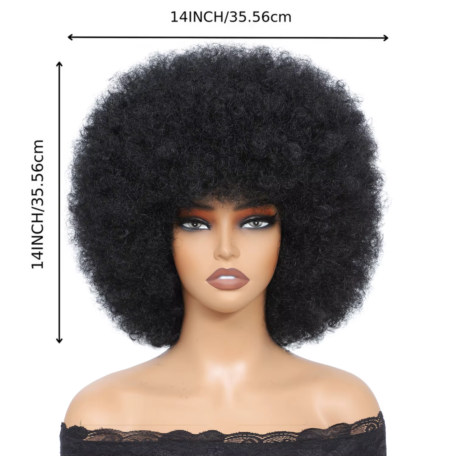 Perruques Afro pour femmes noires 14 pouces années 70 Afro crépus bouclés rebondissant moelleux bouf