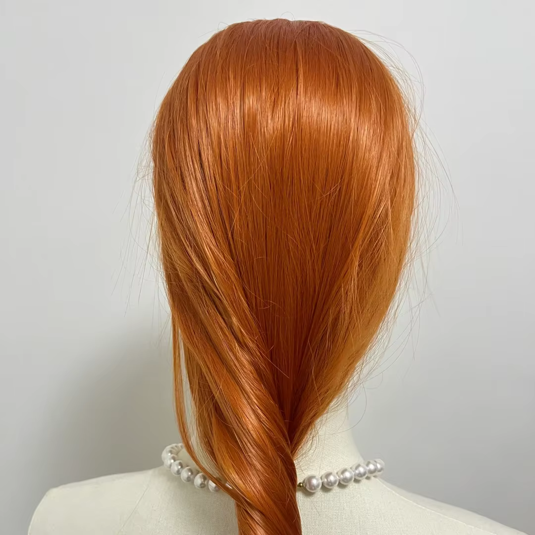 Perruque Lace Front Wig synthétique Orange gingembre, 26 pouces, longue et lisse, 13x4, aspect natur