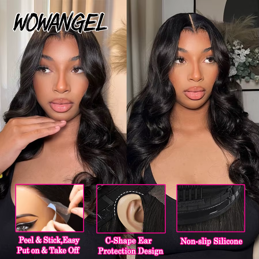 WOWANGEL 13x6 HD dentelle avant perruques 34 pouces vague de corps sans colle perruque de cheveux hu