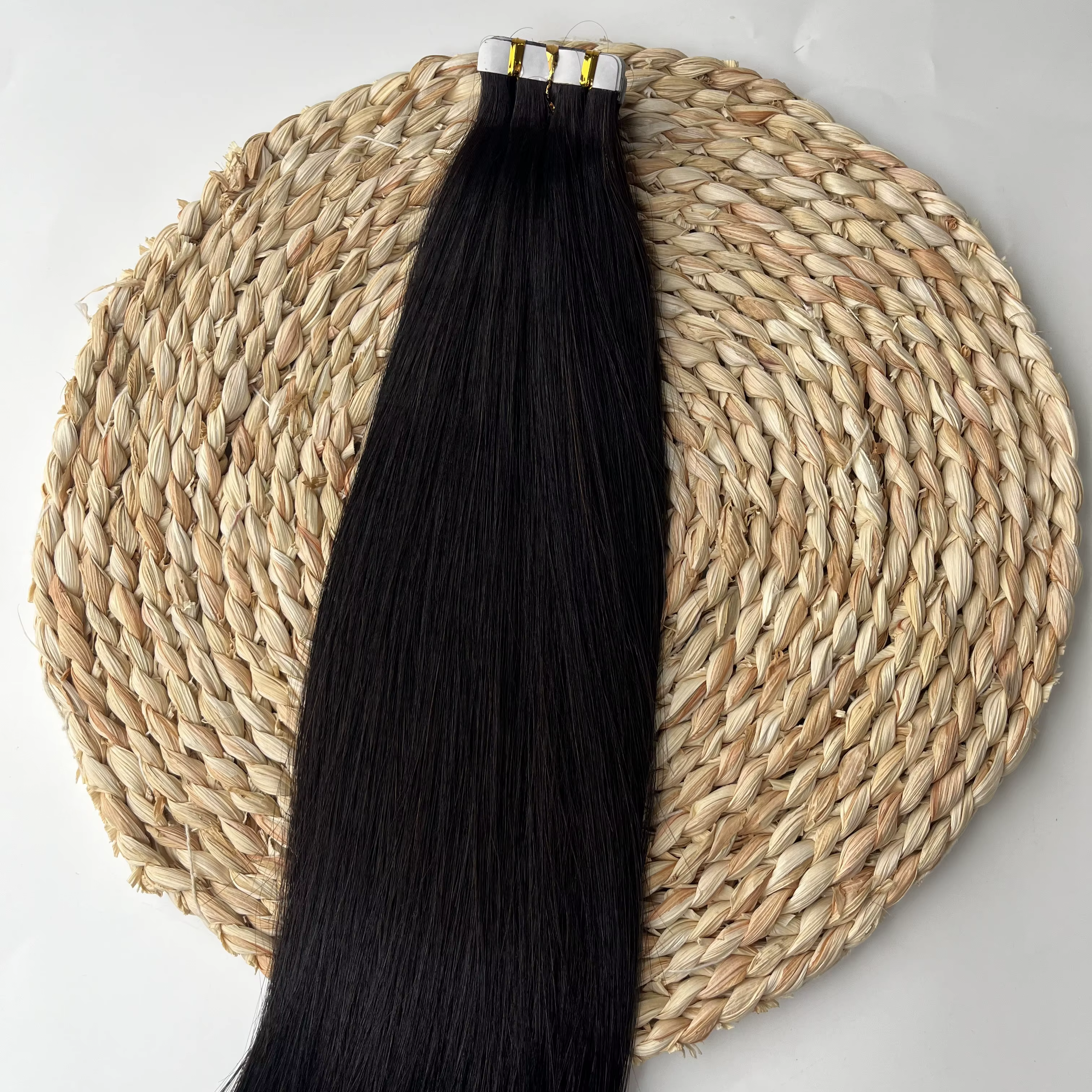 Bande de cheveux humains dans les Extensions de cheveux humains droits 40 pièces/paquet ruban adhési