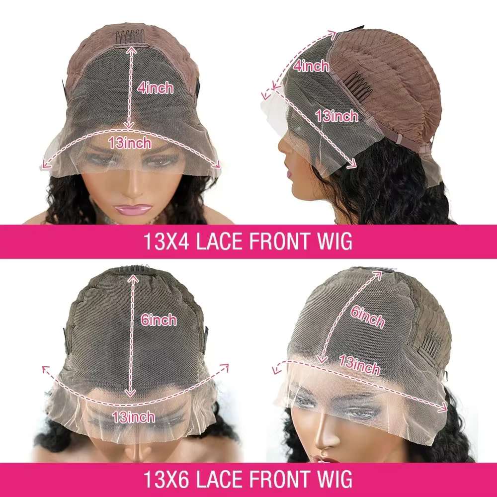 Perruque Lace Front Wig Deep Wave brésilienne naturelle, cheveux bouclés, 13x6, pre-plucked, 34 pouc