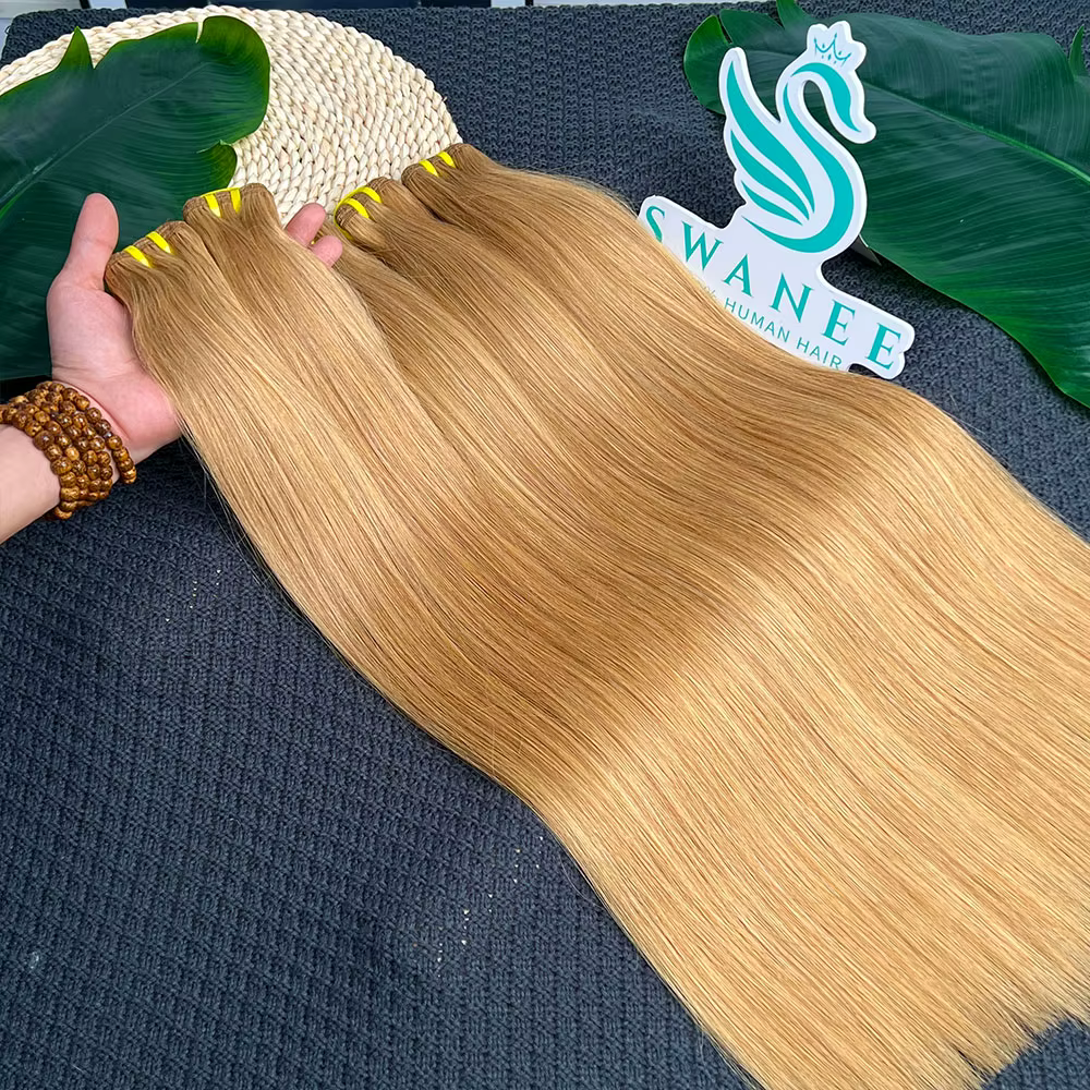 # 27 Bundles de Cheveux Humains Vierges Non Traités 100% Grade 15A Blond Miel Lisses Extensions de C