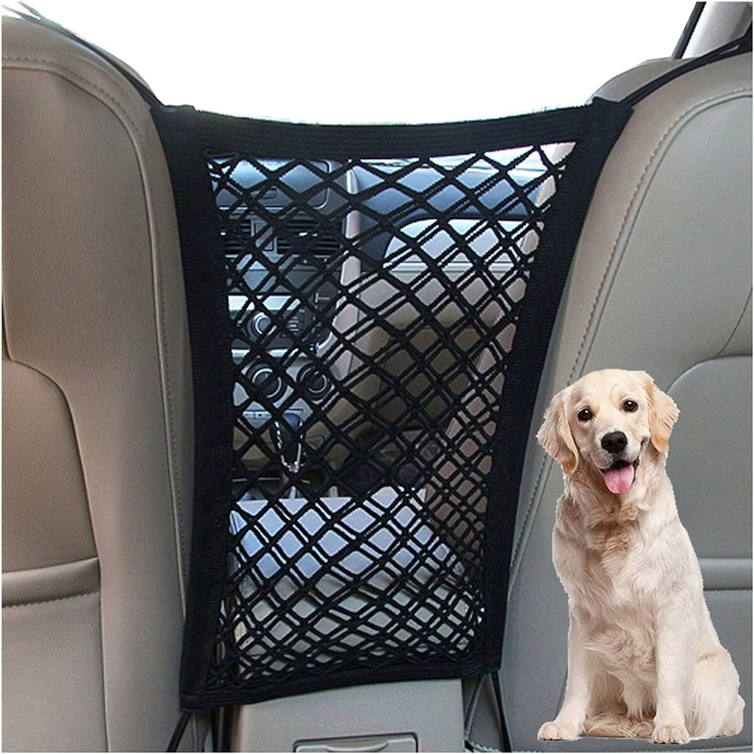 Barrière de voiture pour animaux de compagnie barrière de voiture pour chien avec sac de rangement e