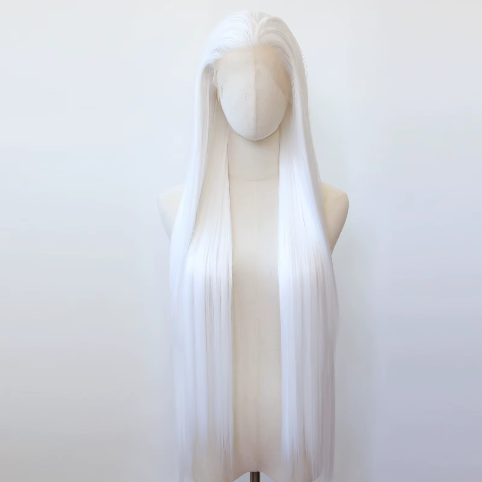 Perruque Lace Front Wig synthétique blanche, 40 pouces, perruque Lace Front Wig, perruque synthétiqu