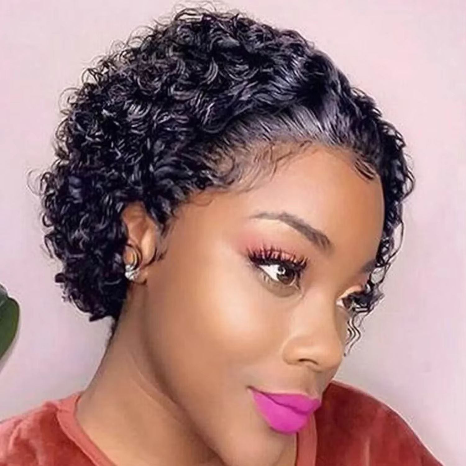 Perruque de cheveux humains brésiliens pour femmes noires Afro bouclés Pixie Bob courte ligne de che