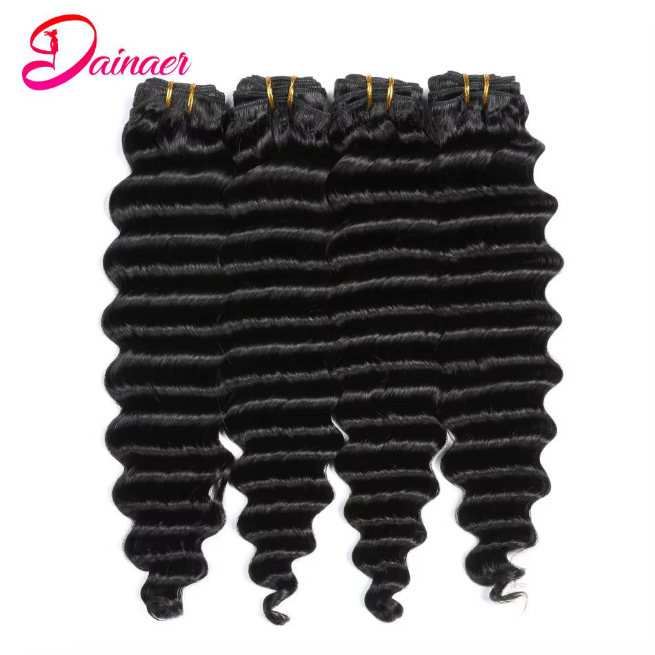 Tissage en Lot Brésilien Naturel Deep Wave avec Closure, 4x4