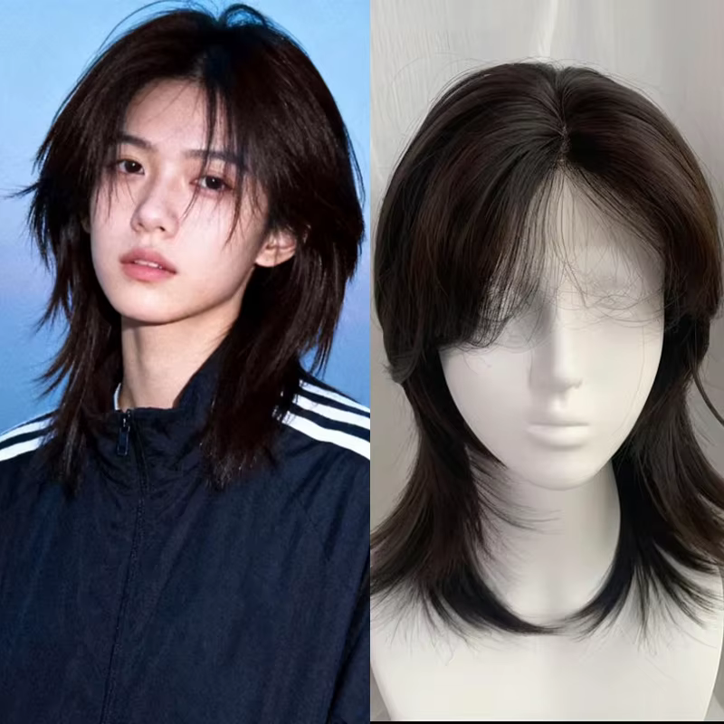 Perruque de Cosplay synthétique pour femmes, Extension de coiffure coupe de loup avec frange de chev