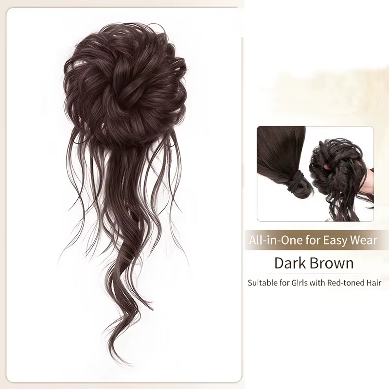 Perruque Dragon Beard Meatball Bun pour femmes et filles, postiche réaliste et naturel avec longue f