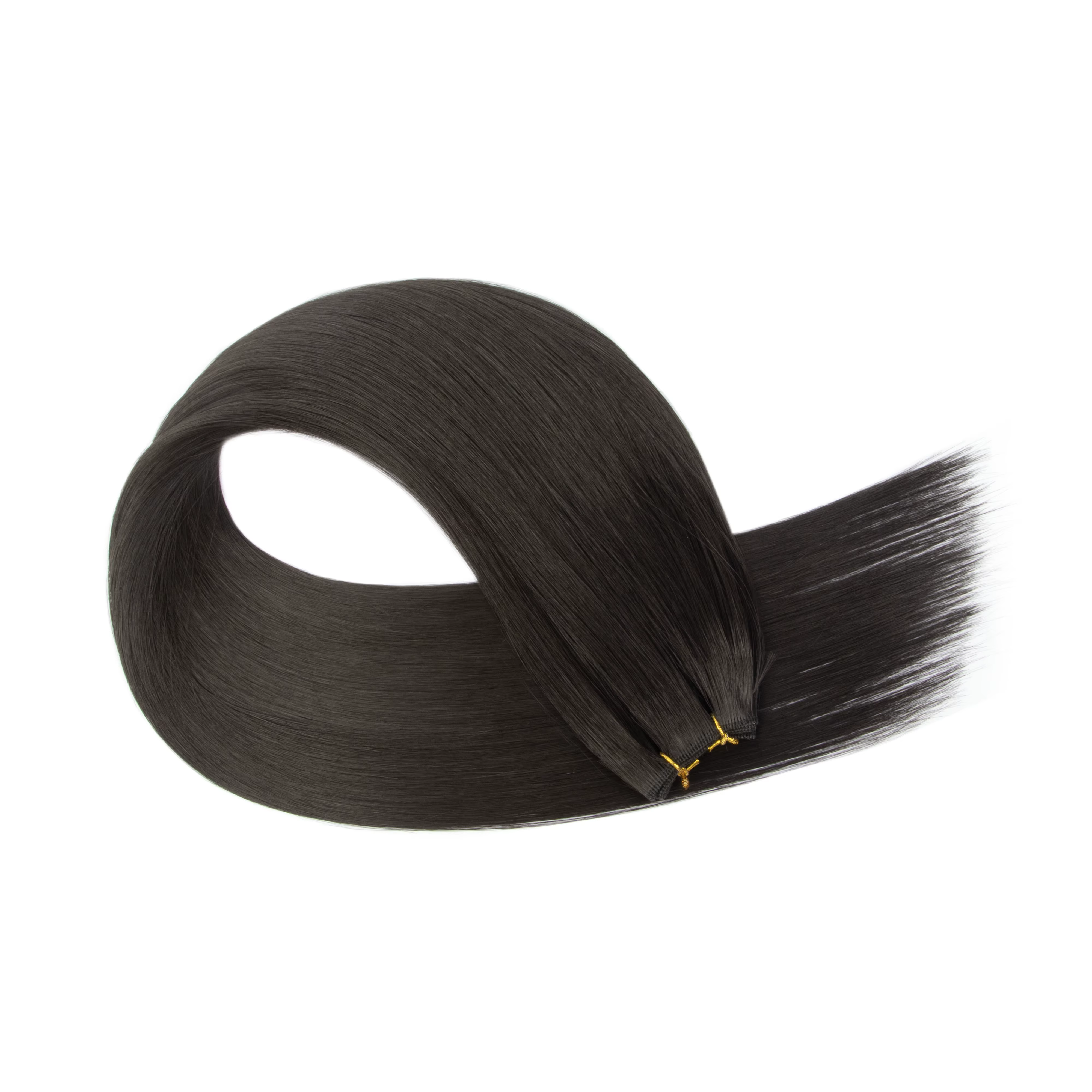 Extensions de cheveux synthétiques longues et lisses à coudre, double couture, épaisses et lisses, p