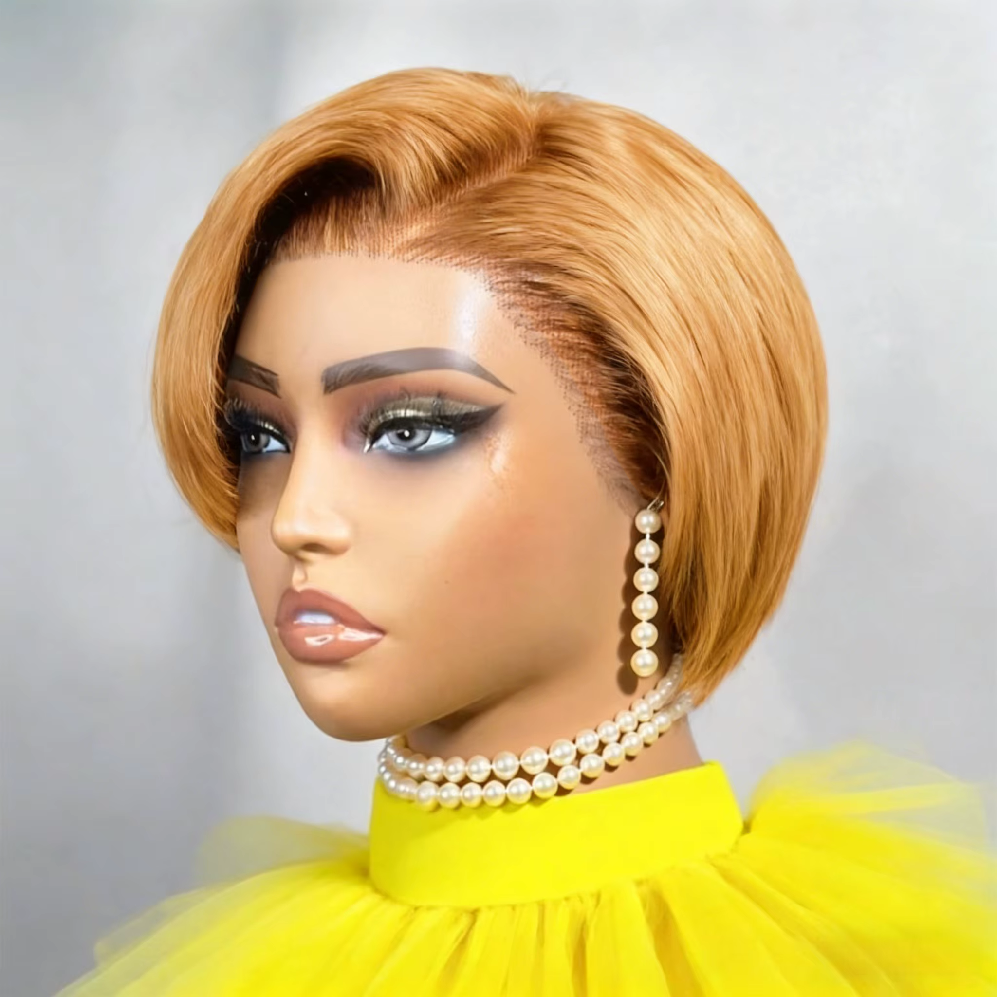 Perruque coupe lutin cheveux humains 13x4 perruques avant de dentelle 8 pouces perruques courtes Bob