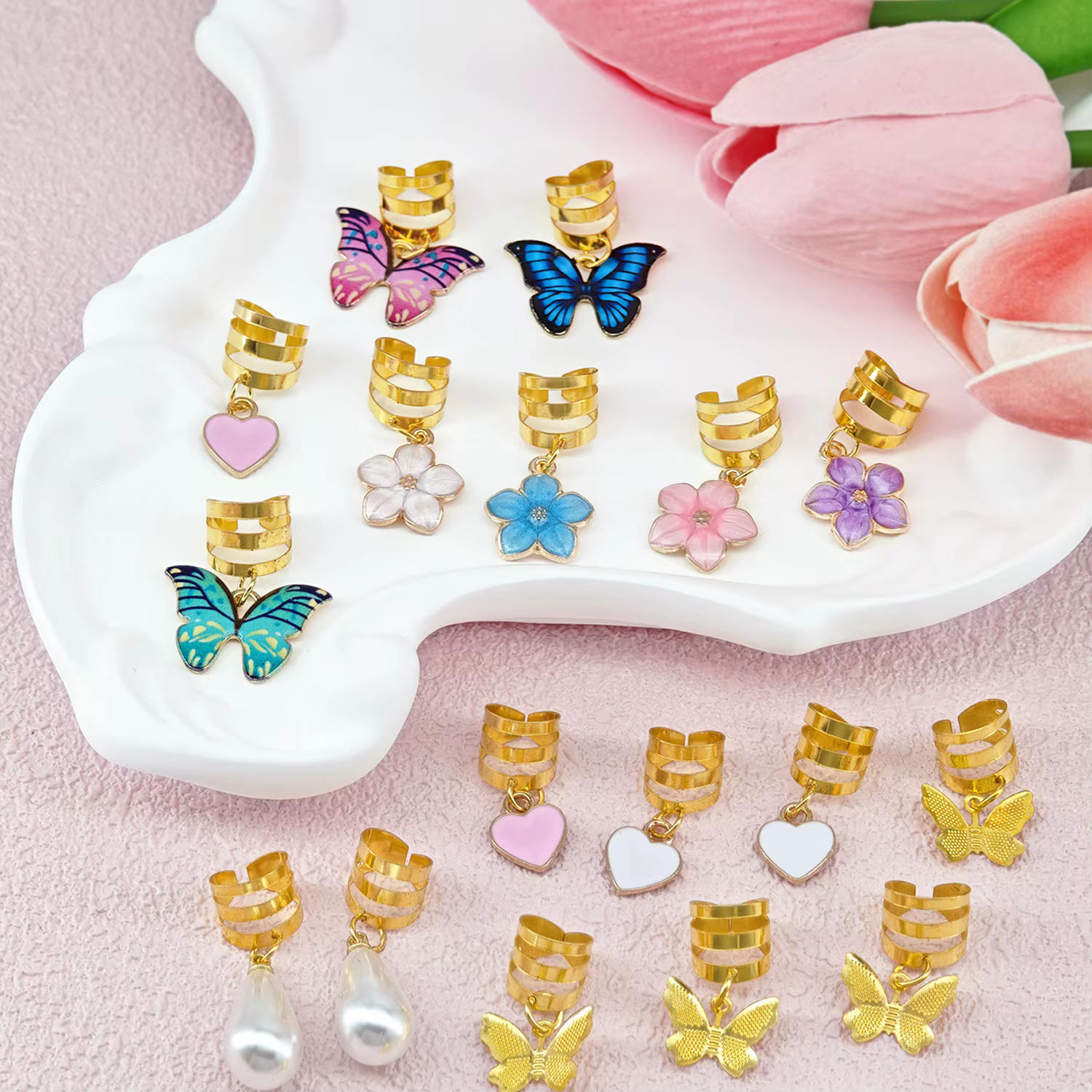Pinces tressées papillon en cristal, 20 pièces, accessoires pour cheveux, Dreadlock, pendentif papil