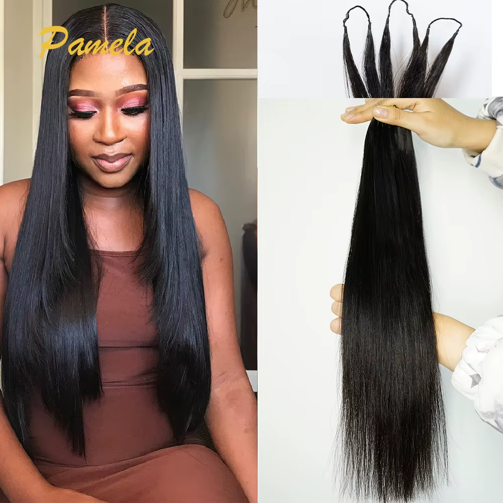 Extensions de cheveux humains au Crochet pré-séparés sans nœuds Extensions de cheveux de plumes droi