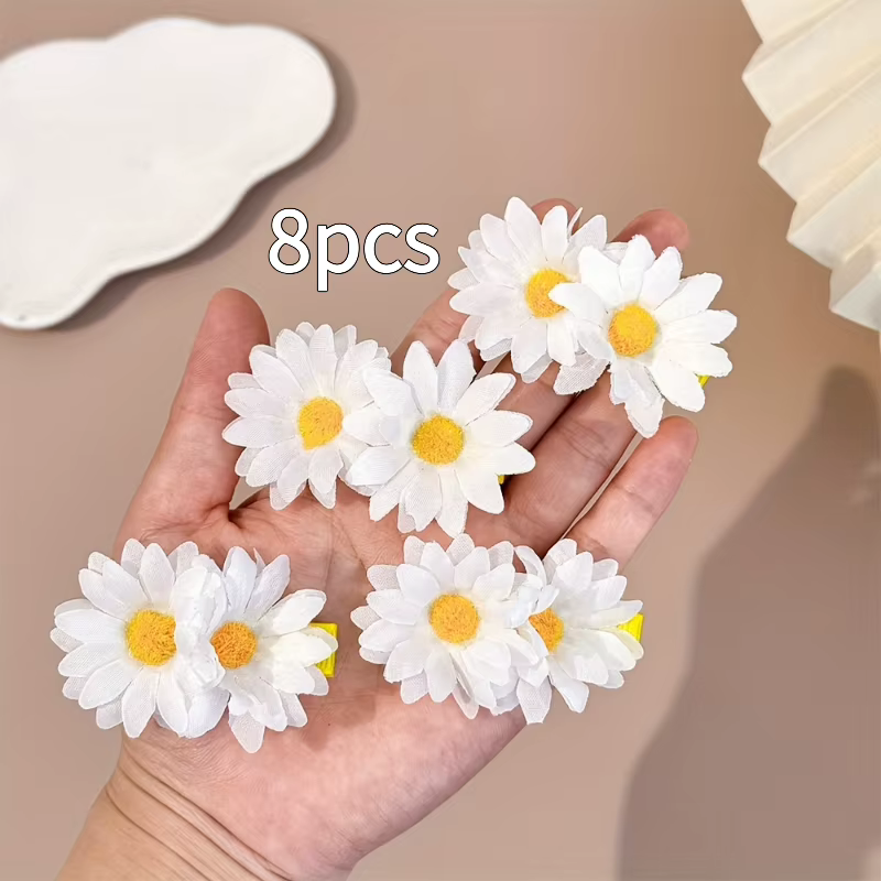 8 pinces à cheveux en forme de fleur de marguerite, accessoire capillaire floral élégant, adapté pou