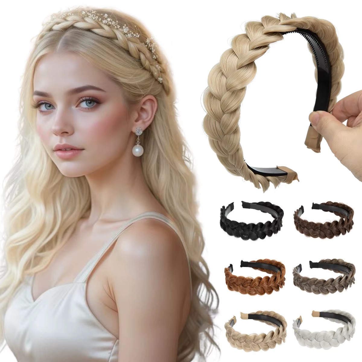 Bandeau tressé à la mode synthétique, bandeau pour cheveux, coiffure tressée, style bohème, accessoi